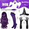 5 Pcs Womens Halloween Witch Costumes Set 2024 Adult Wig Hats Broom Gloves Stockings for Girl Party Cosplay Accessories